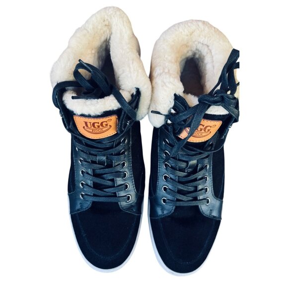 UGG Nock Mens Black Suede Fur-Lined High-Top Sneakers Size 12B - Picture 5 of 12